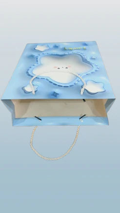 Cute Blue Bag with Star Design – 'Lucky' Printed – Ideal for Birthdays, Baby Showers & Special Occasions