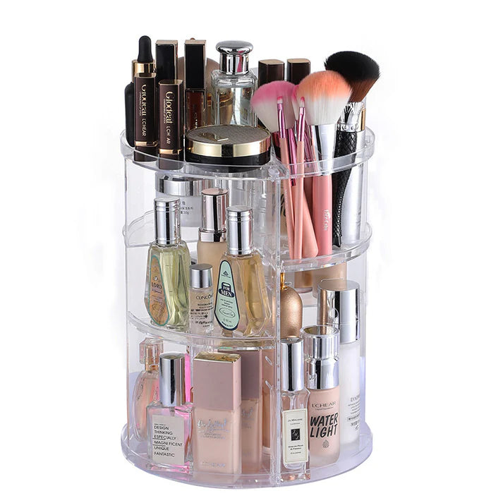 Makeup Organizer, 360 Degree Rotating Cosmetic Storage Organizer, 7 Adjustable Layers Large Capacity Makeup Display Case, Fits Jewellery Makeup Brushes and Lipsticks