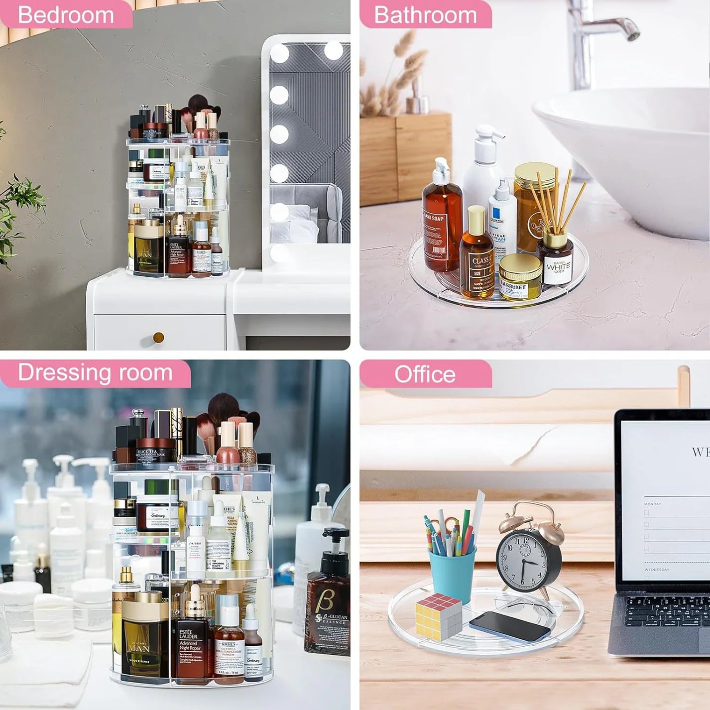 Makeup Organizer, 360 Degree Rotating Cosmetic Storage Organizer, 7 Adjustable Layers Large Capacity Makeup Display Case, Fits Jewellery Makeup Brushes and Lipsticks