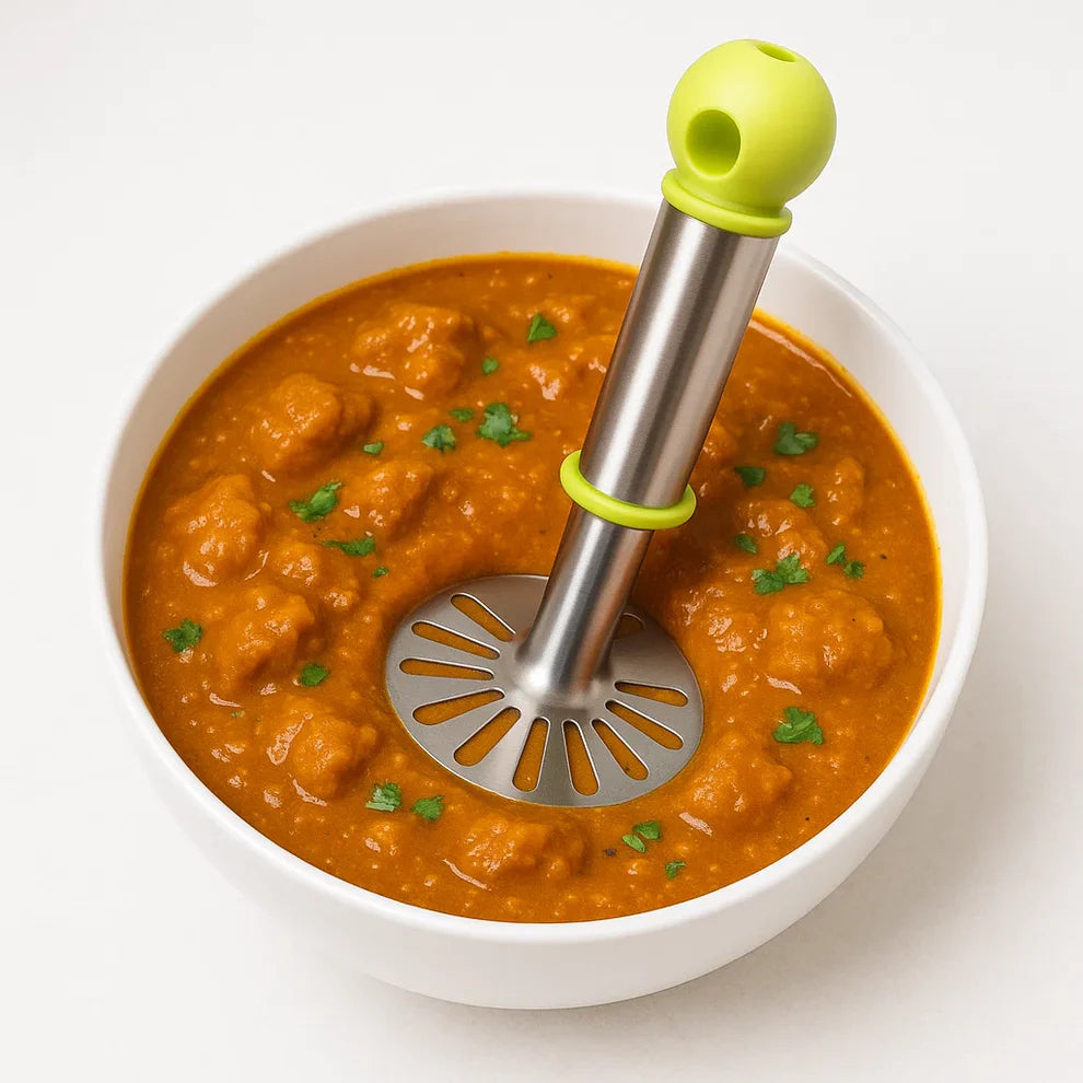 Anjani Stainless Steel Potato Vegetable Pav Bhaji Masher, Multicolour