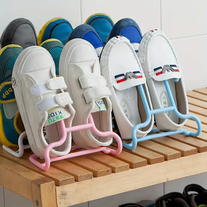 Space-Saving Plastic Shoe Rack with Dual Hooks